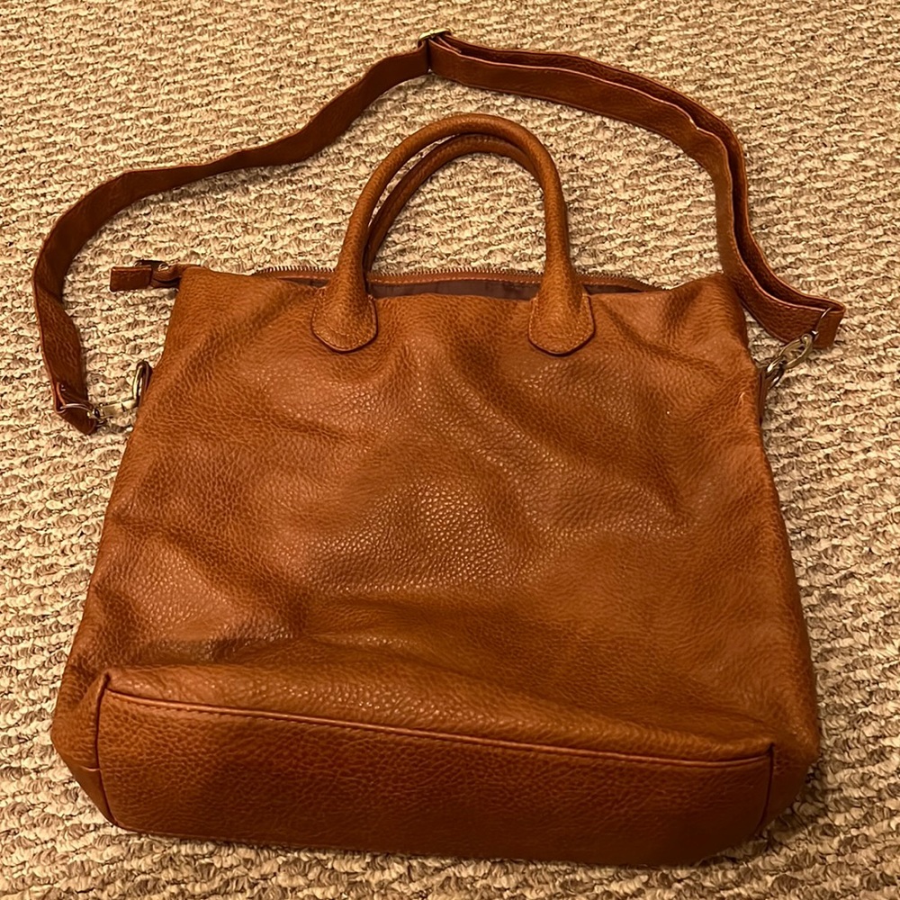 H&M Brown Leather Tote Bag with Shoulder Strap